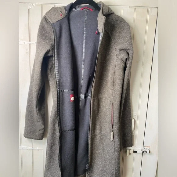Lululemon Apres Sport Tweed Jacket Long Soft Fleece Hooded Gray Size 6 - Picture 6 of 14